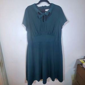 Modcloth Green Tie Neck Midi Dress